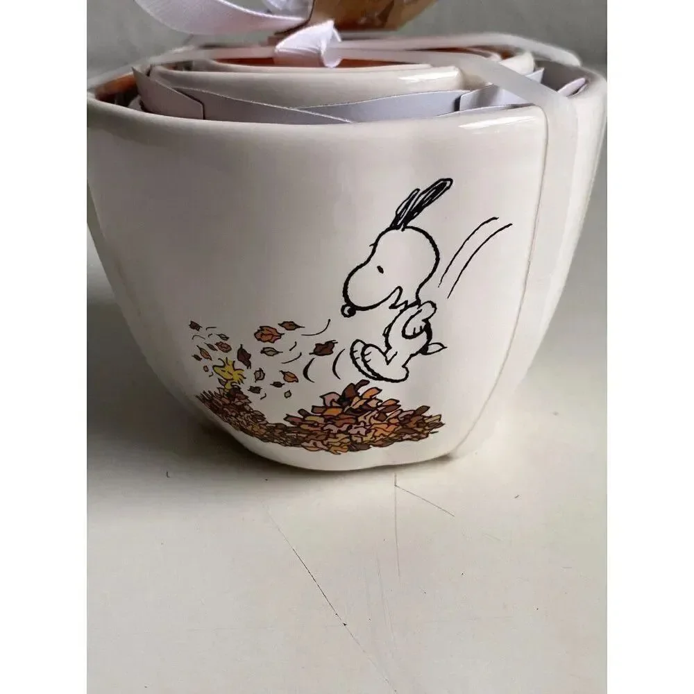 Set Of 4 Rae Dunn Autumn Fall‎ Peanuts Snoopy Charlie Brown Measuring Cups NEW